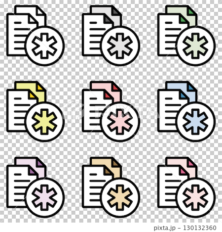 Illustration icon material set: Medical file 269 130132360