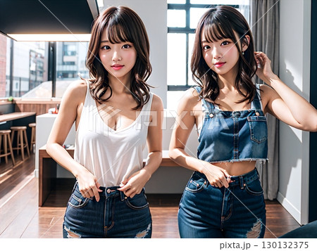 カフェで働く女性 130132375