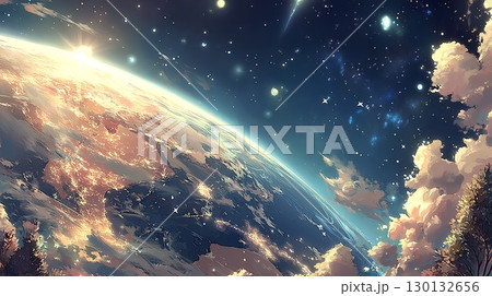 地球を横切る宇宙船 130132656