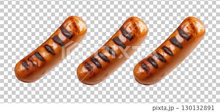 Grilled Sausages with Char Marks 130132891