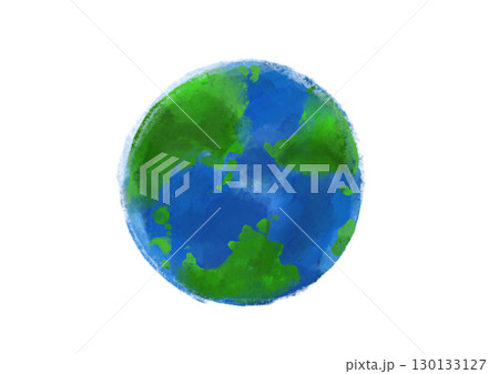 水彩風のシンプルな手描き地球のイラスト 130133127
