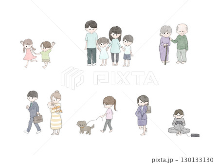 老若男女のかわいいアイコンセットイラスト 老若男女のかわいいアイコンセットイラスト 130133130