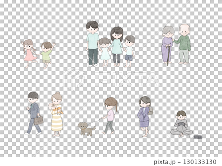 老若男女のかわいいアイコンセットイラスト 老若男女のかわいいアイコンセットイラスト 130133130