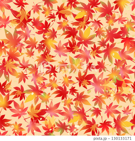 紅葉シームレスパターン　秋色グラデーション 130133171
