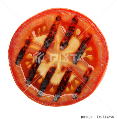 Grilled tomato slice isolated on a white background 130133250
