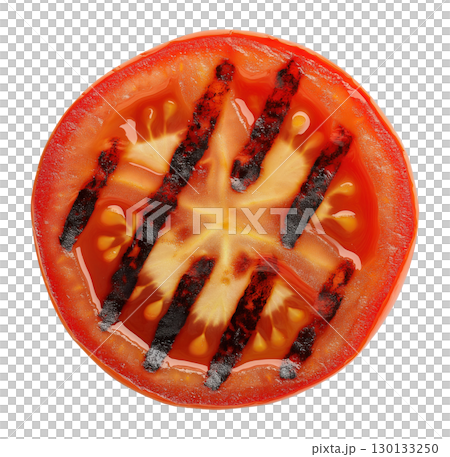 Grilled tomato slice isolated on a white background 130133250