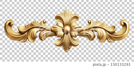Golden Floral Decorative Element 130133291
