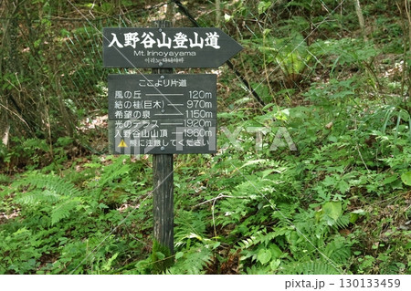 分杭峠からの入野谷山登山道標識 130133459