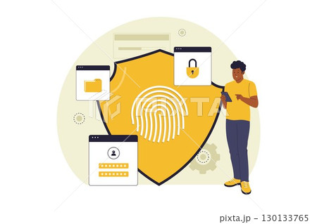 Biometric Security and Fingerprint Authentication Illustration Biometric Security and Fingerprint Authentication Illustration 130133765