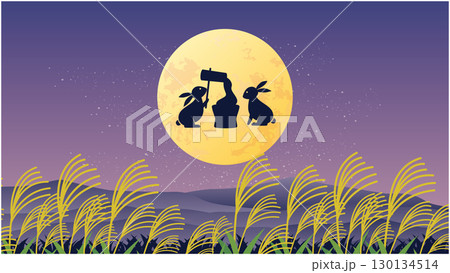 秋のお月見背景 130134514