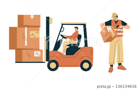Warehouse Operations A Comprehensive Overview of Forklift and Stock Workers in Action 130134638