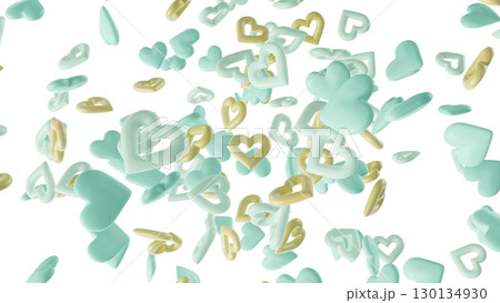 Teal and Gold Floating Hearts on Transparent Background Teal and Gold Floating Hearts on Transparent Background 130134930