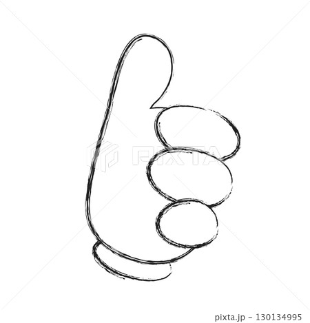 Vector Illustration Like Hand In Glove in Vintage Style. Hand Drawn Thumbs Up Icon. Vector Illustration Like Hand In Glove in Vintage Style. Hand Drawn Thumbs Up Icon. 130134995