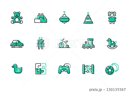 Toys for children - set of line design style icons Toys for children - set of line design style icons 130135567