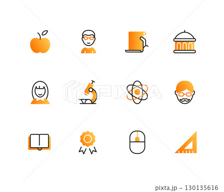 Education and research - set of line design style icons Education and research - set of line design style icons 130135616