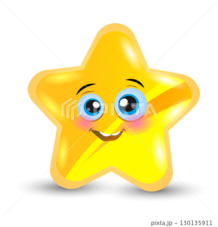 Cartoon Illustration of a Cute Shining Star Character. Cute yellow smiling vector little star isolated on white background. 130135911