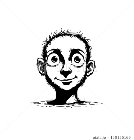 Cartoon style drawing of a man with big eyes and a cheerful expression Cartoon style drawing of a man with big eyes and a cheerful expression 130136169
