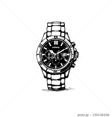 Elegant wristwatch illustration, showcasing timeless design and precision craftsmanship 130136208