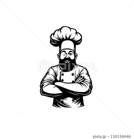 A Majestic Chef Illustration with Culinary Confidence and Kitchen Expertise 130136646