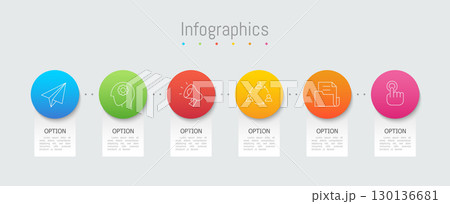 Infographic 6 options design elements for your business data. Vector Illustration. Infographic 6 options design elements for your business data. Vector Illustration. 130136681