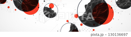 Trendy abstract wireframe background. Modern science or technology art elements. Surface illustration. Vector. 130136697