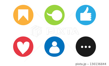 Set of Like, Comment, share icon collection, social media notification, emoji post reactions, collection social media notification functional icons, stories user in button sign in circle Set of Like, Comment, share icon collection, social media notification, emoji post reactions, collection social media notification functional icons, stories user in button sign in circle 130136844