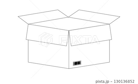 Cardboard box for delivery on white background, black and white cardboard box mockup, open cardboard box with barcode, parcel packaging template, box parcel coloring, cartoon cardboard boxes Cardboard box for delivery on white background, black and white cardboard box mockup, open cardboard box with barcode, parcel packaging template, box parcel coloring, cartoon cardboard boxes 130136852