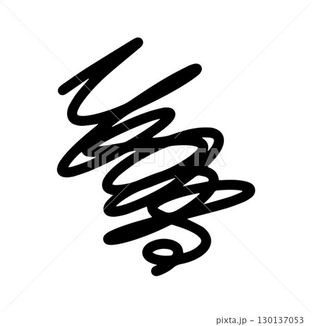 悩みや不満のイメージ。もやもやした気持ちやストレスを感じた感情のアイコンイラスト。手書きの線で描かれ 130137053