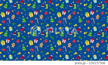クリスマスアイテムのシームレスパターン背景/青 130137306