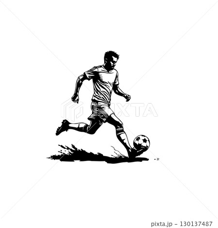 Dynamic Soccer Player Vector Illustration for Sports and Athletic Visuals 130137487