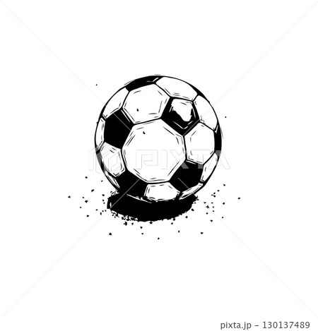 Monochrome Vector Illustration of a Soccer Ball in Black and White Style 130137489