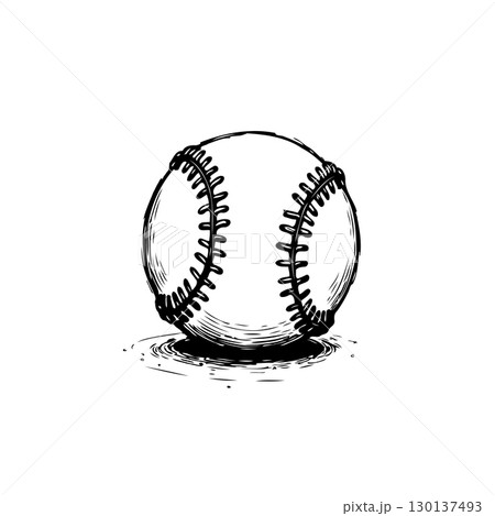Baseball nostalgia: Artistic sketch of a classic baseball on white background Baseball nostalgia: Artistic sketch of a classic baseball on white background 130137493