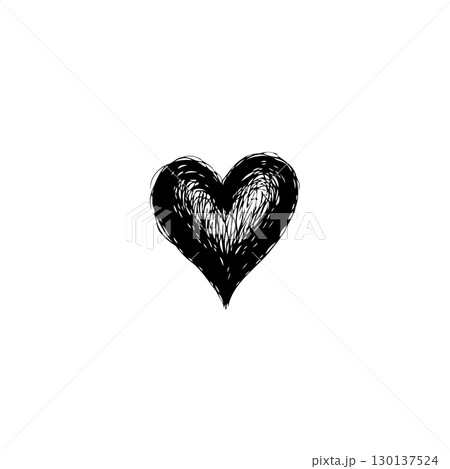 Hand-drawn Black Heart Symbol on White Background for Valentine's Day Celebration Hand-drawn Black Heart Symbol on White Background for Valentine's Day Celebration 130137524