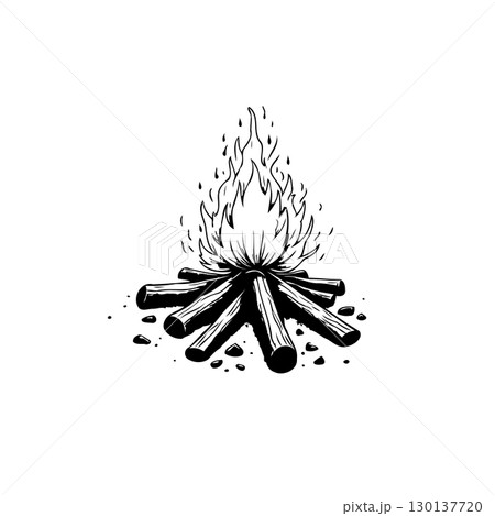 A Warm Campfire Illustration: Capturing the Essence of Outdoor Adventures and Coziness 130137720