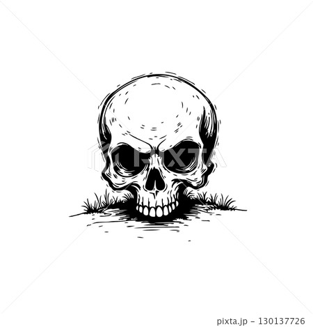 Stylized skull illustration in black and white, perfect for halloween concepts Stylized skull illustration in black and white, perfect for halloween concepts 130137726