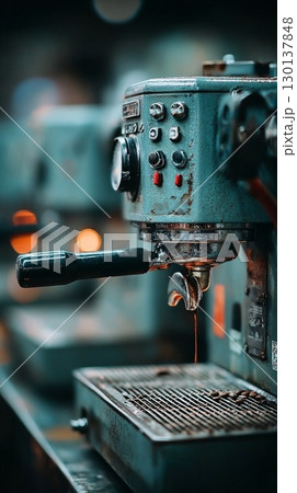 Close-Up of Coffee Machine in Modern Cafe 130137848