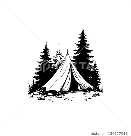Camping adventure in the forest: A serene escape into nature's embrace 130137918