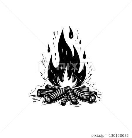 Rustic bonfire illustration capturing the warmth of campfires in nature's embrace 130138085