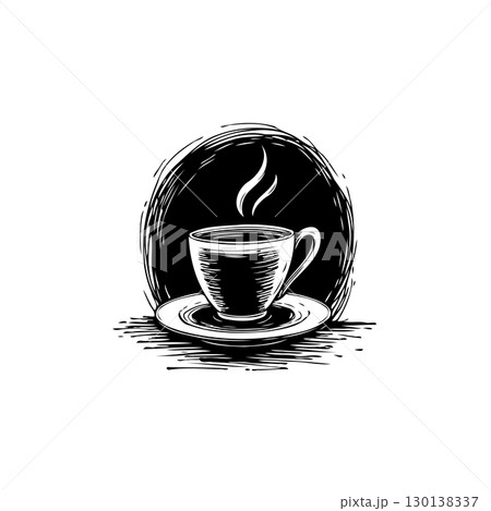 Elegant hand-drawn coffee cup illustration showcasing the art of coffee making Elegant hand-drawn coffee cup illustration showcasing the art of coffee making 130138337