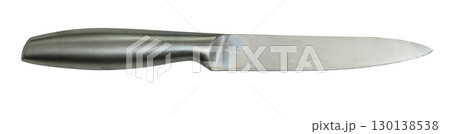 Stainless steel small kitchen knife and handle, isolated on white background 130138538
