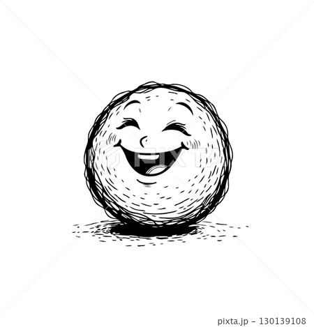 Delightful doodle: happy face ball with cheerful expression in sketch style art 130139108