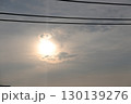 electricity line and wires with sky at sunset 130139276
