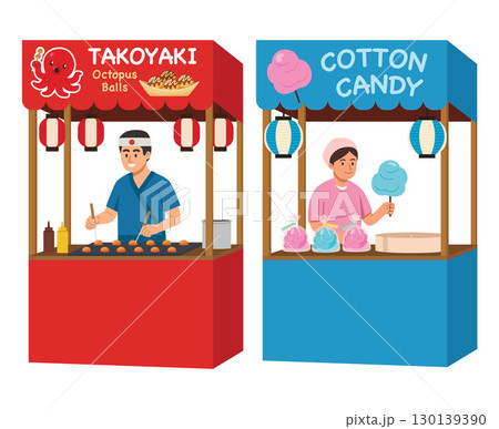 Japanese Festival, Takoyaki and Cotton Candy Stalls 130139390