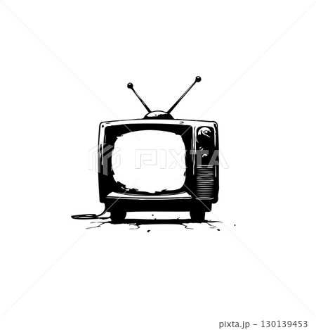Classic Television Set Illustration: A Nostalgic Black and White Vector Design Classic Television Set Illustration: A Nostalgic Black and White Vector Design 130139453