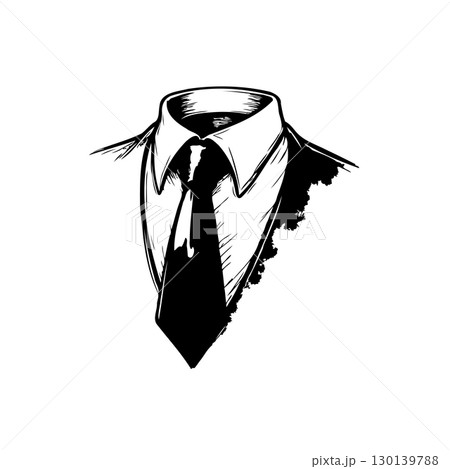 Elegant monochrome illustration of a suit and tie symbolizing professionalism 130139788