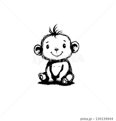 Adorable Cartoon Monkey Illustration: A Charming Design for Children's Products 130139944