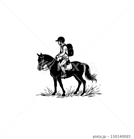 Illustrative depiction of a horseback rider, perfect for equestrian-themed designs Illustrative depiction of a horseback rider, perfect for equestrian-themed designs 130140085
