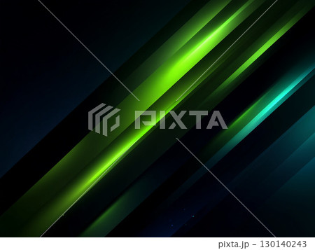 緑の光の筋が差し込むダークな抽象背景 130140243