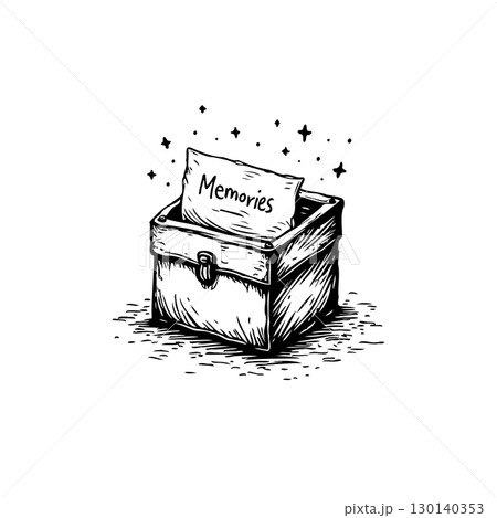 Memories box illustration depicting nostalgia, reminiscence, and cherished moments Memories box illustration depicting nostalgia, reminiscence, and cherished moments 130140353