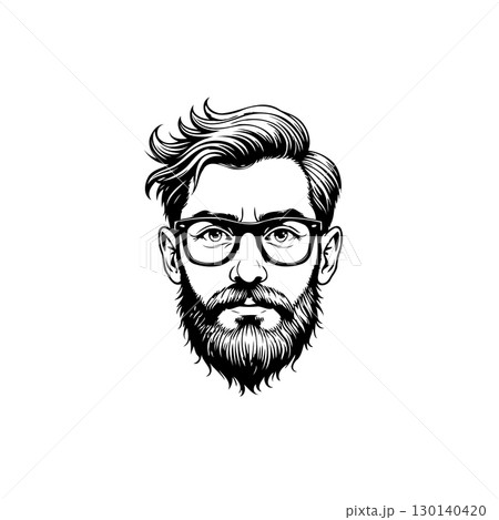 Stylish bearded man with glasses: A vintage illustration for the modern era 130140420